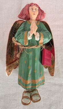 Vtg 1996 Hallmark Folk Art Americana Collection Caroling Angel Ornament NOS NIB